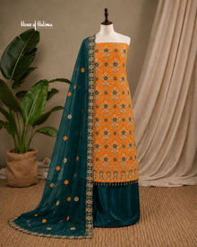 Embellished Net 4 Piece Asian Mehndi Occasionwear Suit