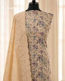 Schiffli Embroidered Alpine 3 Piece Asian Suit