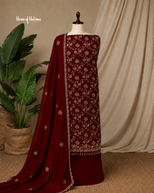 Embroidered Raw Silk 4 Piece Asian Occasionwear Suit