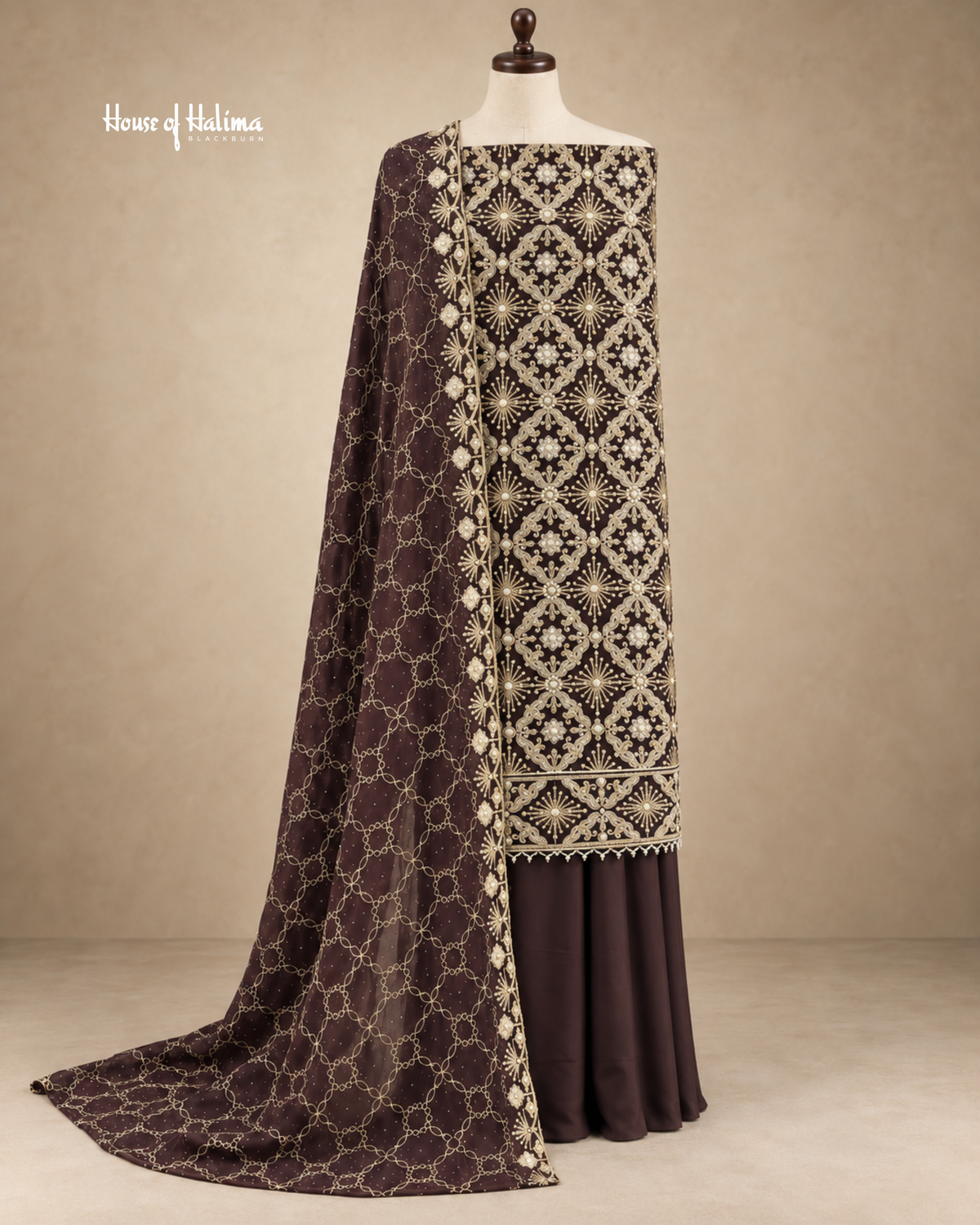 Georgette 4-Piece Zari & Dabka Embroidered Unstitched Suit