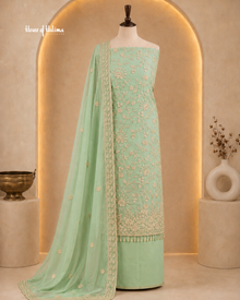 Embroidered Raw Silk 4 Piece Asian Occasionwear Suit
