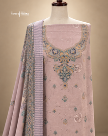 Alpine 3-Piece Floral Embroidered Unstitched Suit with Printed Shawl