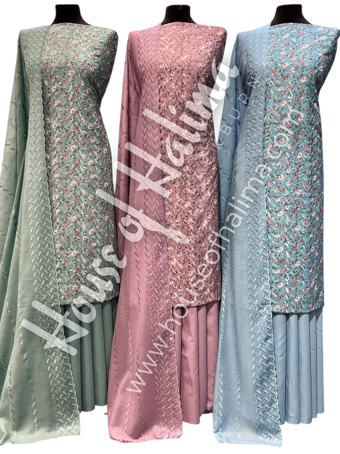 Embroidered cotton lawn 3pcs