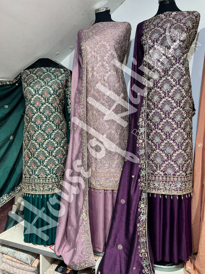 Partywear raw silk 4pcs