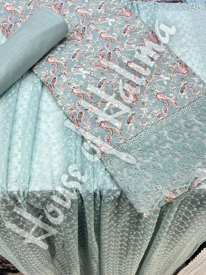 Embroidered cotton slub 3pcs