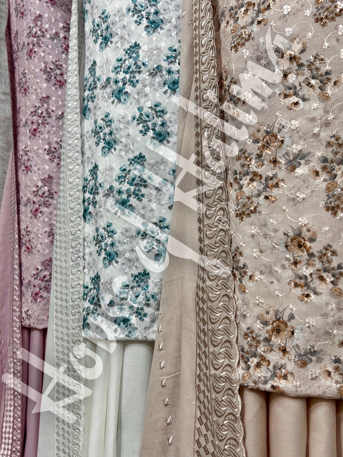 Embroidered cotton lawn 3pcs