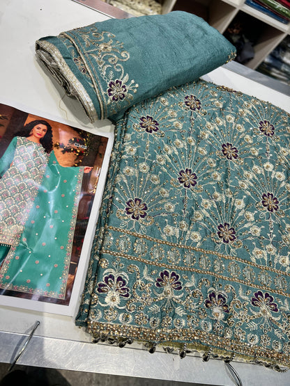 Partywear raw silk 4pcs