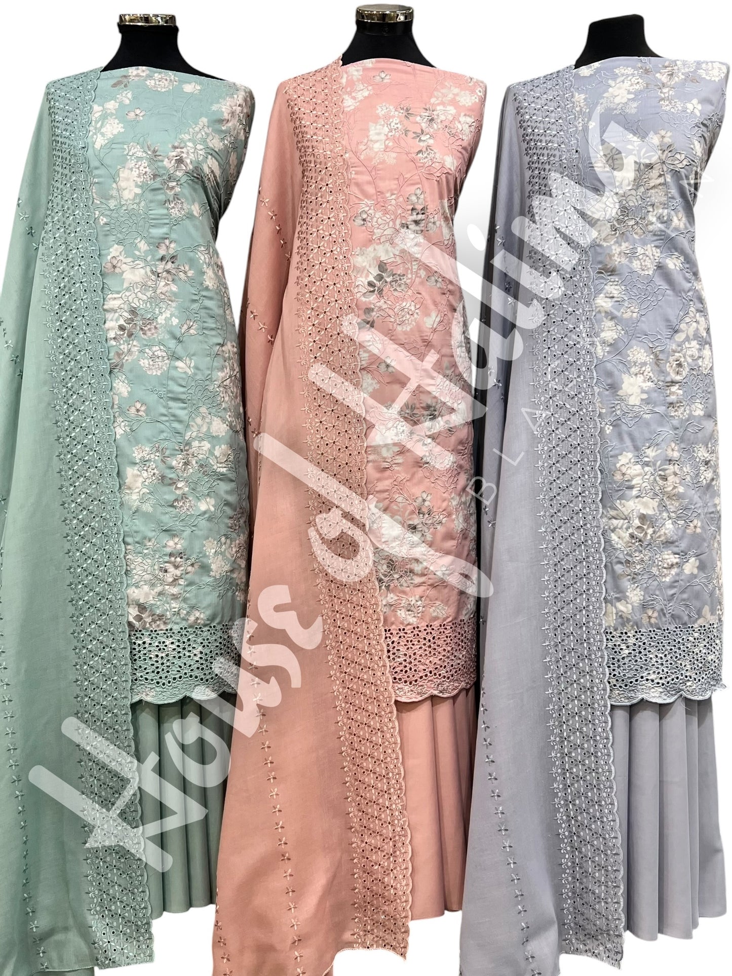 Embroidered cottons 3pcs