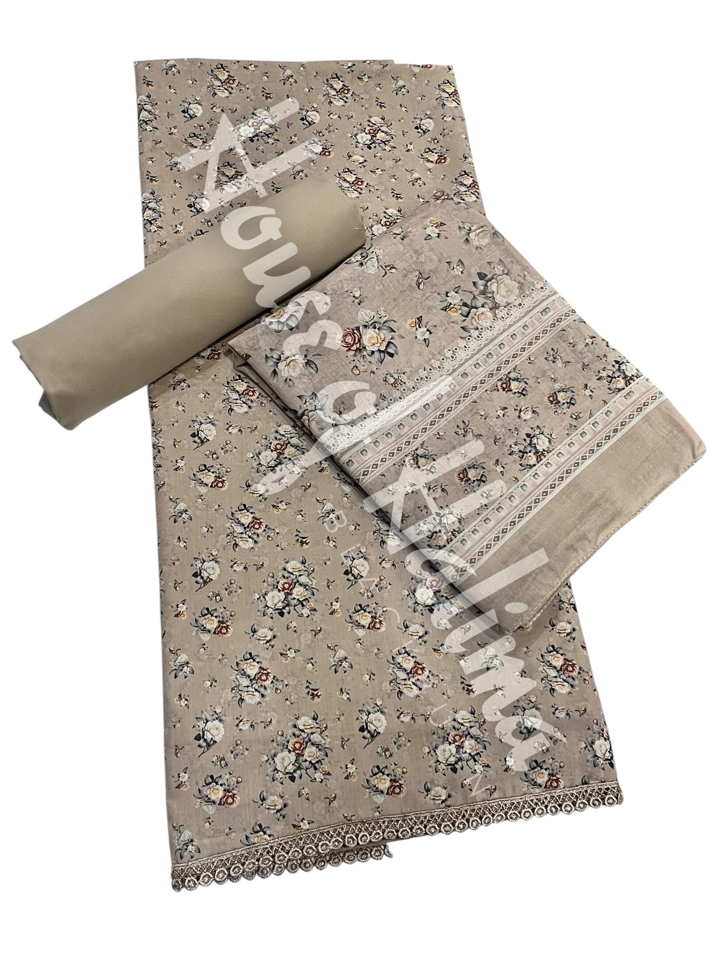 Printed cotton lawn 3pcs