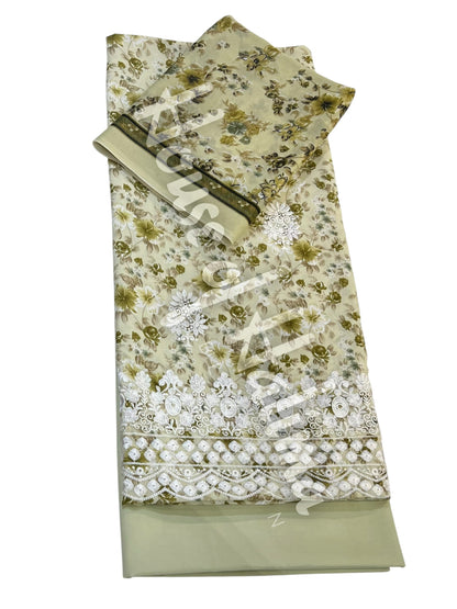 Embroidered cotton lawn 3pcs