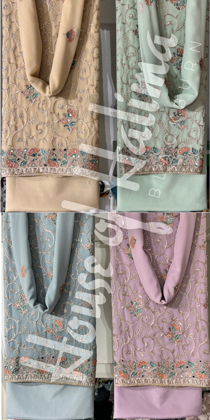 Embroidered georgettes 4pcs