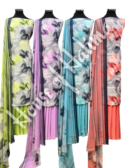 Premium quality french crepe print 3pcs