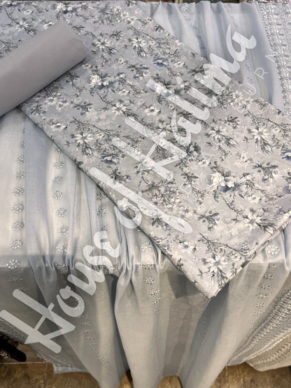Embroidered cotton lawn 3pcs