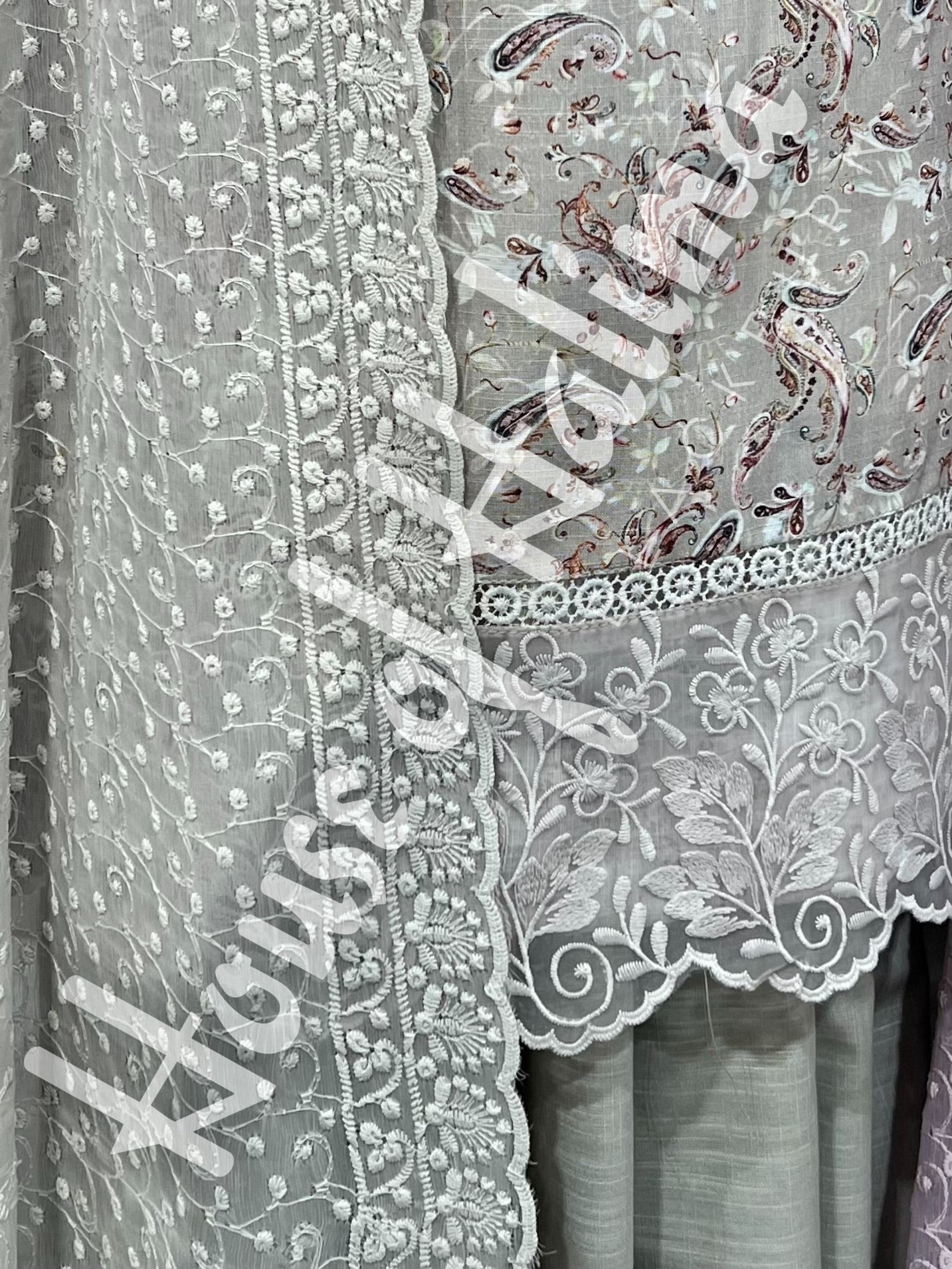 Embroidered cotton slub 3pcs