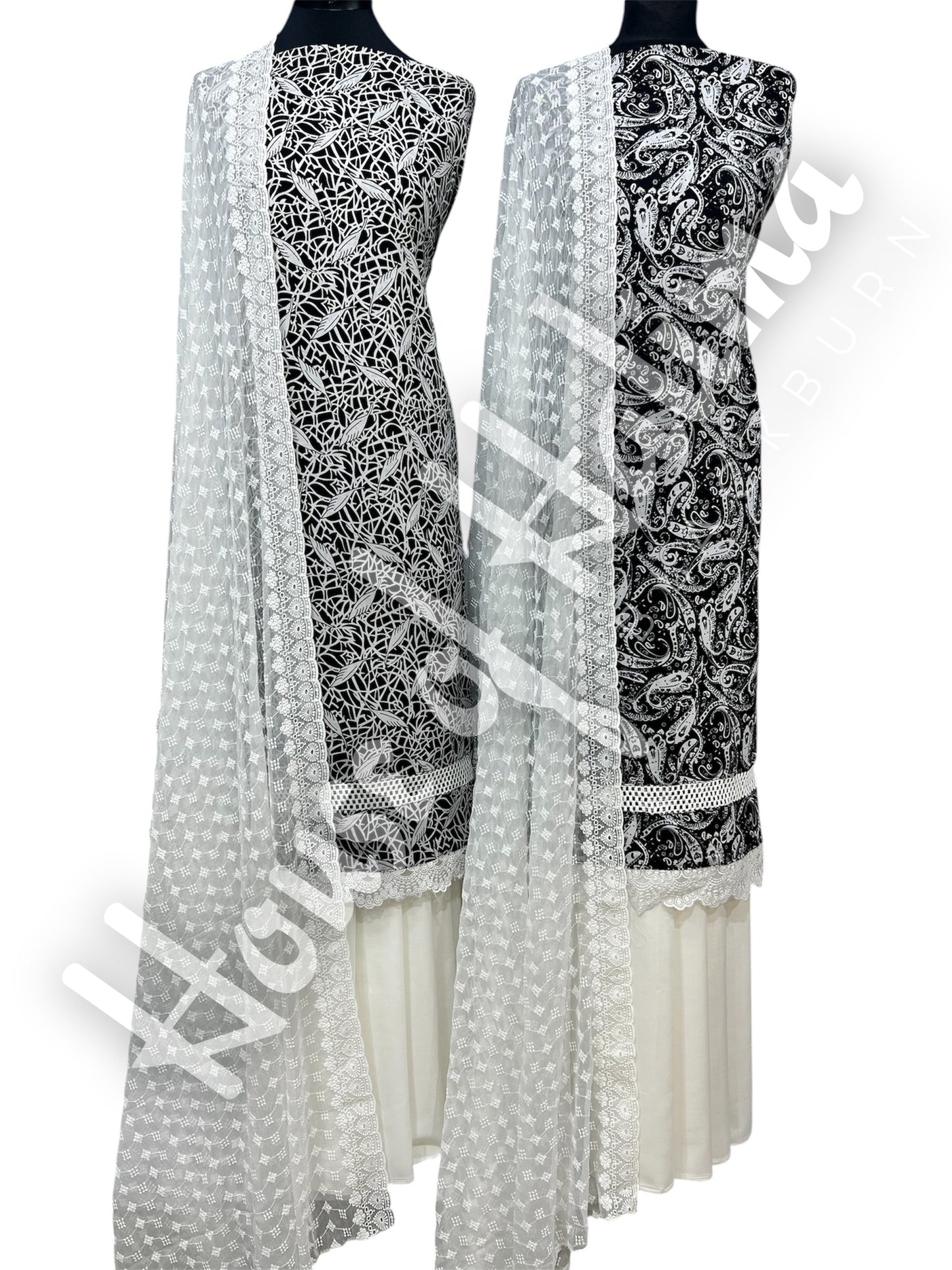 Black & white cottons 3pcs
