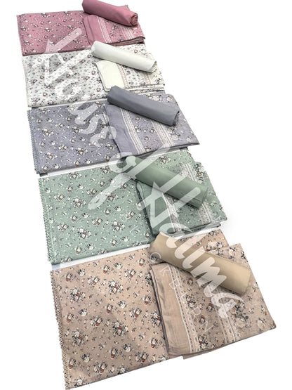 Printed cotton lawn 3pcs