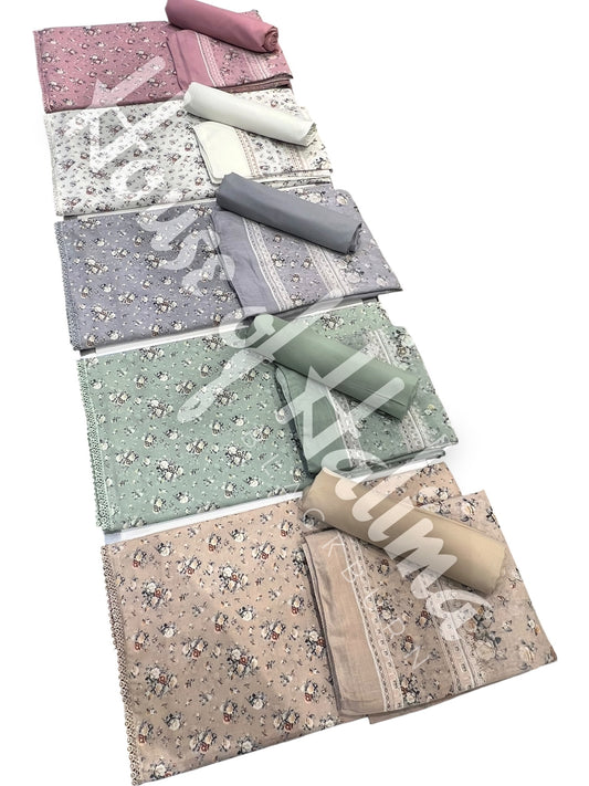 Printed cotton lawn 3pcs