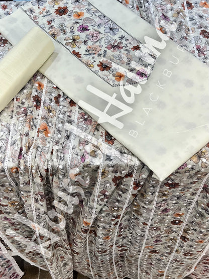 Embroidered cotton slub 3pcs