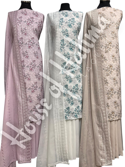 Embroidered cotton lawn 3pcs