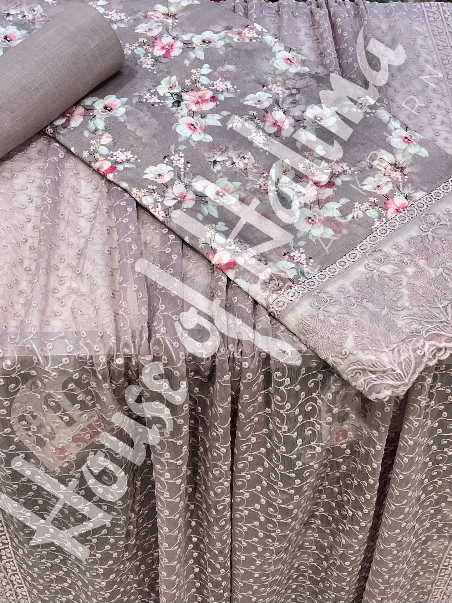 Embroidered cotton slub 3pcs