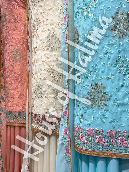 Embroidered georgettes 4pcs