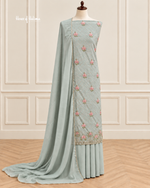 Pastel Georgette 3 Piece Suit with Doriwork Embroidery and Floral Daaman
