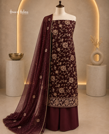 Gold Embroidered Shisha Silk 4 Piece Asian Occasionwear Suit