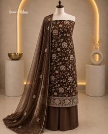 Gold Embroidered Shisha Silk 4 Piece Asian Occasionwear Suit