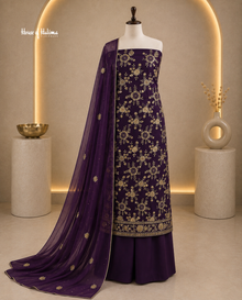 Gold Embroidered Georgette 4 Piece Asian Occasionwear Suit
